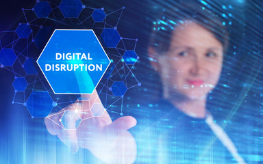 Business, Technology, Internet and network concept. Young businessman working on a virtual screen of the future and sees the inscription: