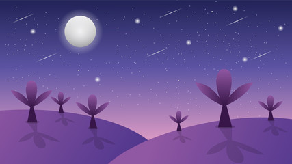 moonlight night landscape illustration design