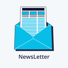Concept of NewsLetter in flat line design. Icon in trend style. Modern vector illustration