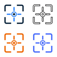 Camera focus point icon / multiple versions of vector graphics