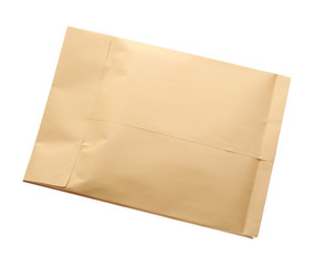Kraft paper envelope isolated on white. Mail service