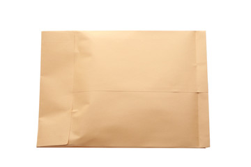 Kraft paper envelope isolated on white. Mail service