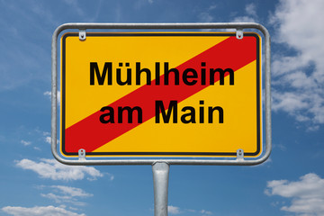 Fototapeta premium Ortstafel Mühlheim am Main