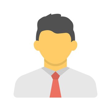 Male avatar with tie flat icon - vector illustration.