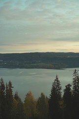 View of fjord in Drammen from local mountain.