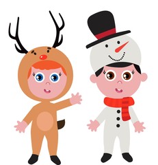 Print Hand drawn vector illustration collection of a cute child, holiday costume. Vector Illustration.