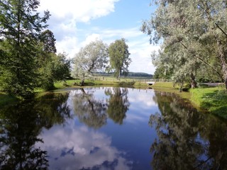 
Lake with a mirror image in the Mikhailovsky reserve