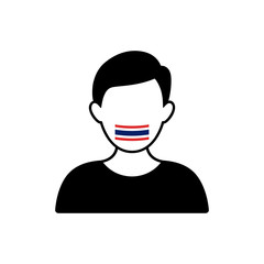 Man sign vector icon with Thai flag tape over mouth
