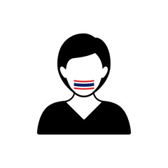 Woman sign vector icon with Thai flag tape over mouth