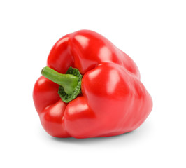 Ripe red bell pepper isolated on white