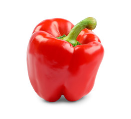 Ripe red bell pepper isolated on white