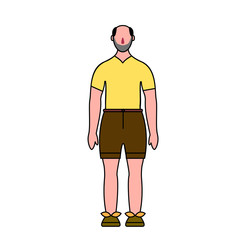 Vector people image. Characters illustration. Grandpa in shorts