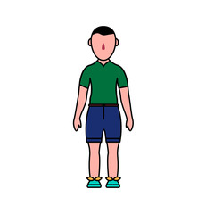Vector people image. Characters illustration. Boy in shorts