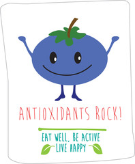 blueberry antioxidants type cartoon message
