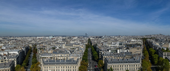 Large aerial view of Paris with Montmartre