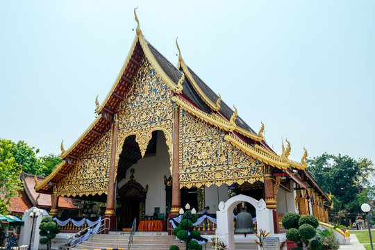 Thai Temple Gate At Wat Lamchang, Chiangmai, Thailand