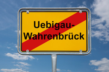 Fototapeta premium Ortstafel Uebigau-Wahrenbrück