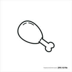 chicken thighs icon outline. chicken thighs vector design. isolated on white background