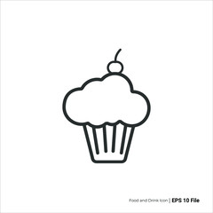 cupcake icon outline. cupcake vector design. isolated on white background