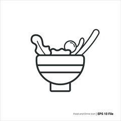 salad icon outline, salad vector design. isolated on white background