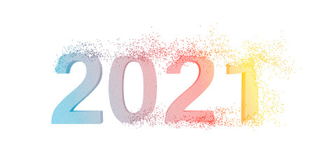 Happy New Year 2021 .Banner or greeting card for Merry Christmas and happy new year.Vector illustration.	 