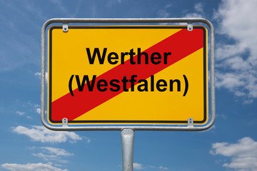 Obraz premium Ortstafel Werther (Westfalen)