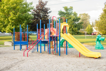 Empty playground in the park  near school