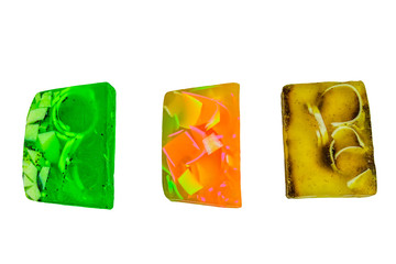 Pieces of handmade soap isolated on a white background
