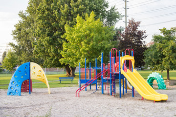 Empty playground in the park near school