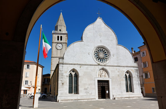 Duomo of Muggia, Italy, in Marconi Square