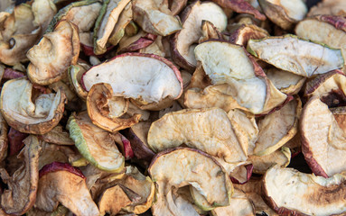 close up of dried apples background