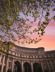 A view of the Admiralty Arch at dusk in central London, UK.