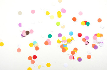 Colorful confetti isolated on white background