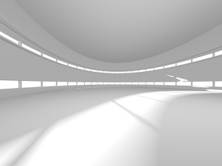 Illuminated corridor interior design. Empty Room Interior Background. 3D render