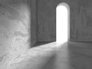 Dark Concrete Wall Architecture. Empty Room