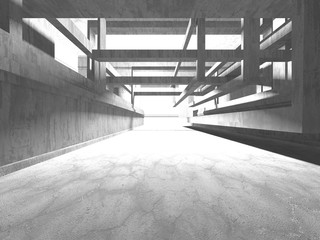 Dark Concrete Wall Architecture. Empty Room