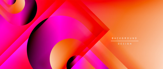 Vector geometric abstract background with lines and modern forms. Fluid gradient with abstract round shapes and shadow and light effects