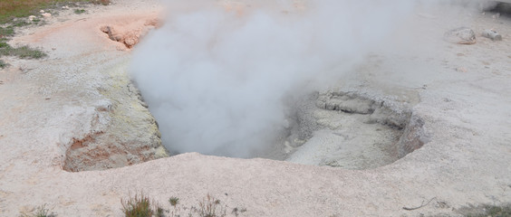 Late Spring in Yellowstone National Park: Red Spouter Mud Pot of the Fountain Group of Lower Geyser...
