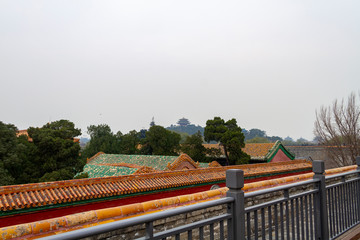 View of Jingshan Park from the wall of the Forbidden City in Beijing