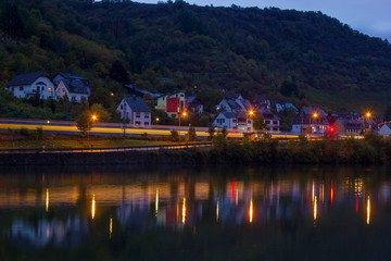 Fototapeta na wymiar Village of Treis-Karden at sunset, in Rhineland-Palatinate, Germany