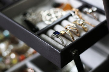 jewellery box with women rings