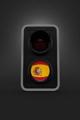 Spain flag inside traffic light