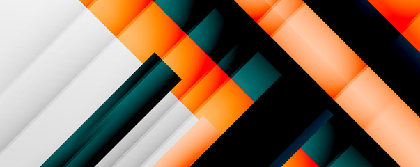 Geometric abstract backgrounds with shadow lines, modern forms, rectangles, squares and fluid gradients. Bright colorful stripes cool backdrops