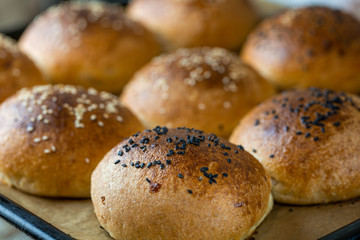 .Whole grain buns for burgers.