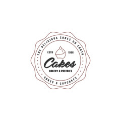 Retro cakes logo label design for cakes and bakery business