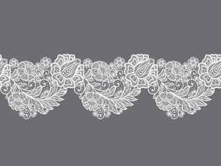 Cute set of seamless floral lace borders. - obrazy, fototapety, plakaty