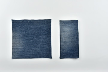 Blue jeans napkin isolated on white background 
