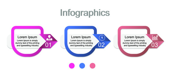 Business data visualization, infographics. Scheme of the process of elements using graphics, diagrams in three stages, numbers, options, parts. Business vector for presentation.