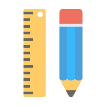 Pencil and ruler icon - vector illustration. Drawing, design symbol.