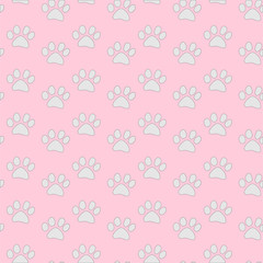 Seamless pattern with cute paws.A good choice for gift paper,wrapping,fabric printing,web page design.
